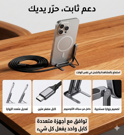 كابل 2 في 1 شاحن + حامل للهاتف
